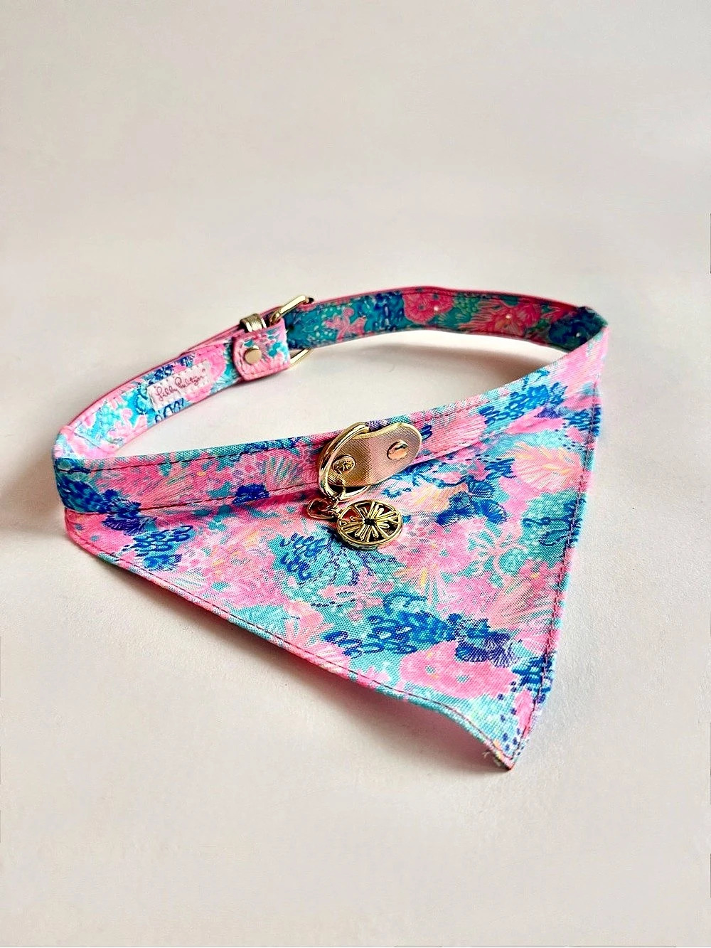 Lilly Pulitzer Floral Dog Collar & Bandana with Gold-Tone Charm